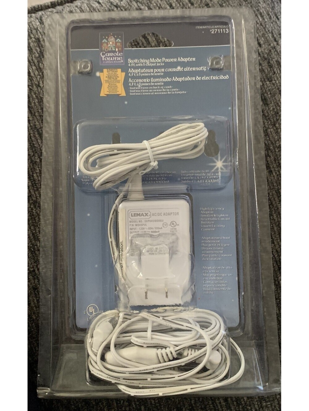 Lemax Lighted Accessory Switching Mode Power Adaptor 4.5 Volt 3 Output Jacks